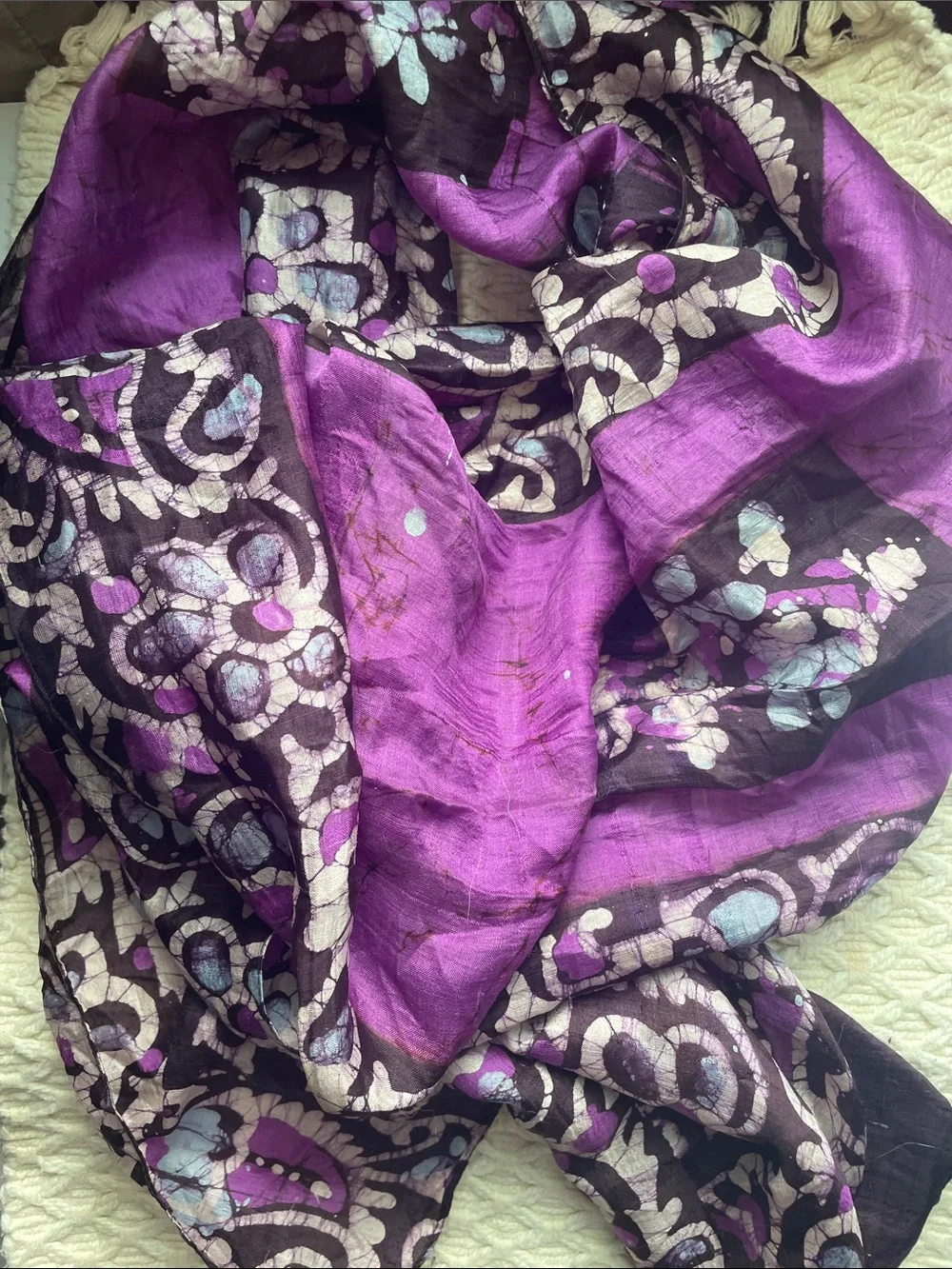 VTG HAND DYED BATIK SILK SCARF